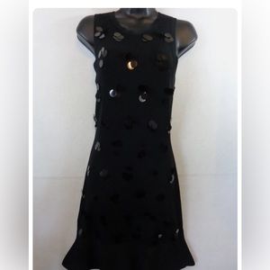 *NEW* Michael Kors Dress Women Sleeveless Knit Fit & Flare Black Sequin Large